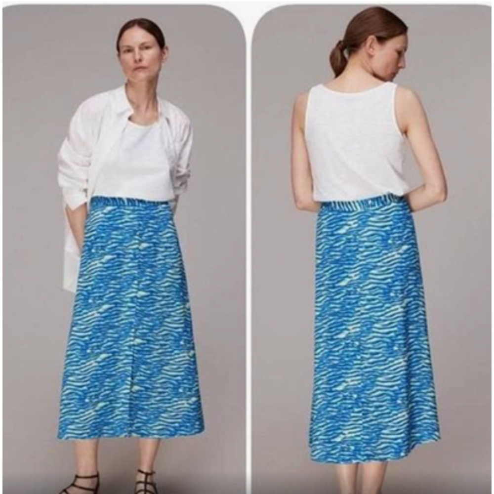 Whistles Seaform Skirt Button Front NWT 8